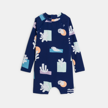 جمبسوت قصيرة مضادة للأشعة فوق البنفسجية باللون الأزرق للأولاد الصغار